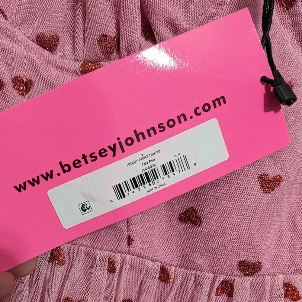 ✨Viral✨ Betsey Johnson dress! Pink with red hearts tulle underwire zip up size 2 - Picture 5 of 9